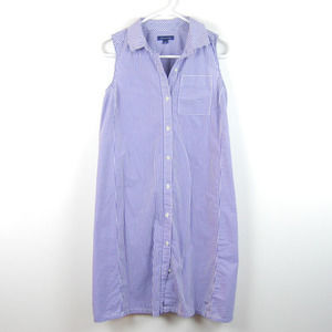 Tommy Hilfiger Blue White Stripe Cotton Shirt Dress Sleeveless Sailor Nautical